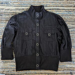 Black Striped Bomber Jacket